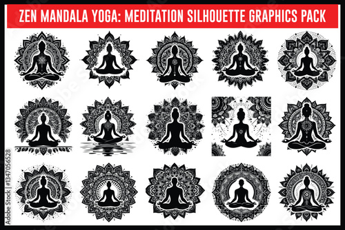 Zen Mandala Meditation | Yoga Spiritual Silhouette"