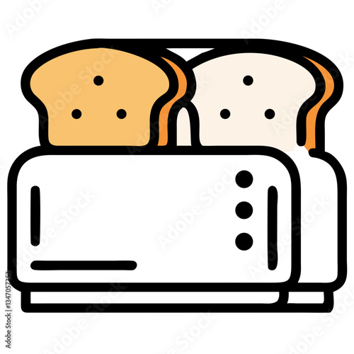 Toaster with Toast Icon Vector – Kitchen Appliance Illustration