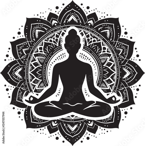 Zen Mandala Meditation | Yoga Spiritual Silhouette"