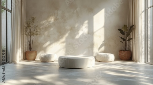 Sunlit Room Interior Design, Minimalist, Plants, Display