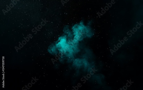 Teal smoke against dark starry background