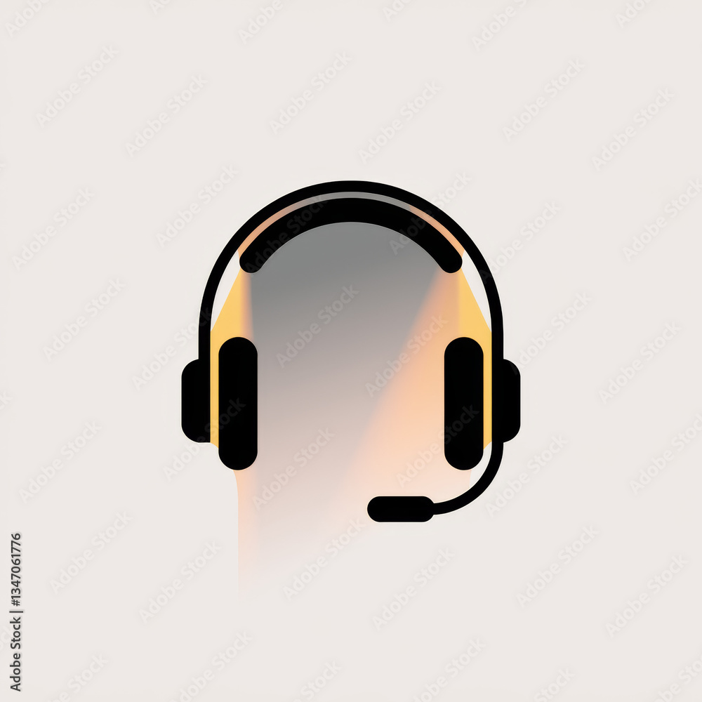 Modern gradient headset logo with microphone for virtual support agent or online communication platform Modern gradient headset logo with microphone for virtual support agent or online communication platform