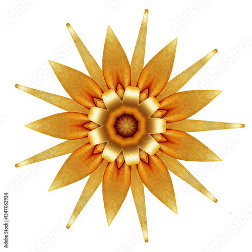 Gold design star, decorative element on a transparent background