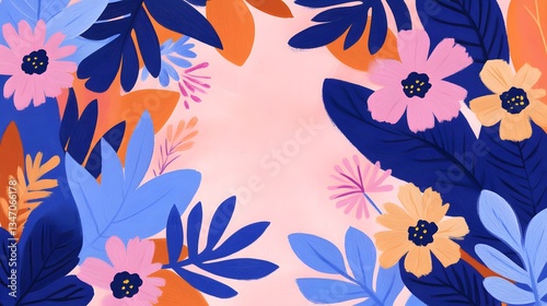 Colorful floral illustrations of leaves and blossoms create a beautiful design
