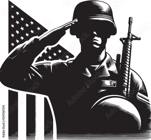 American Soldier Tribute | Patriotic Military Silhouette