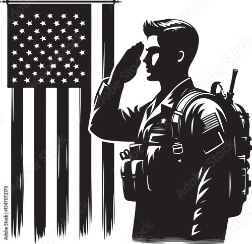 American  Soldier Tribute | Patriotic Military biker Silhouette