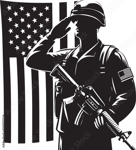 American  Soldier Tribute | Patriotic Military biker Silhouette