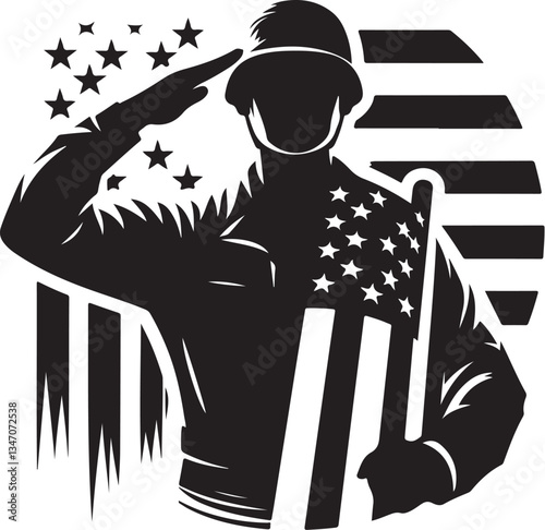 American  Soldier Tribute | Patriotic Military biker Silhouette