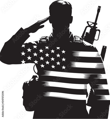 American  Soldier Tribute | Patriotic Military biker Silhouette