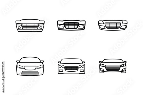 car front grille line art vector illustration