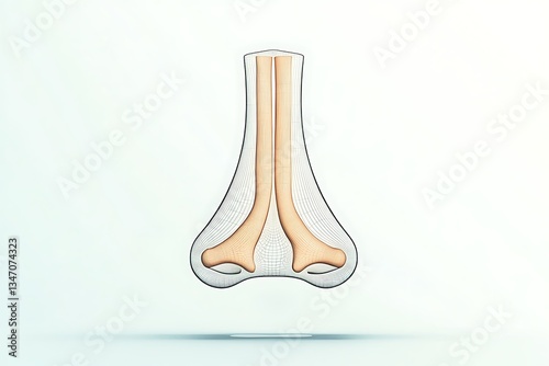 Transparent Nasal Cavity Anatomy Illustration. photo