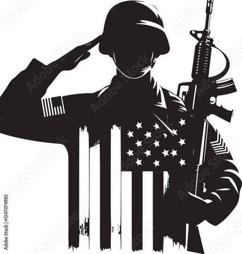 American  Soldier Tribute | Patriotic Military biker Silhouette