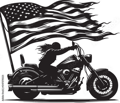 American  Soldier Tribute | Patriotic Military biker Silhouette