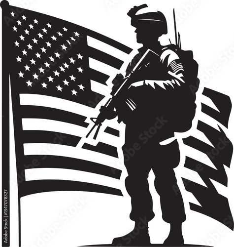American  Soldier Tribute | Patriotic Military biker Silhouette