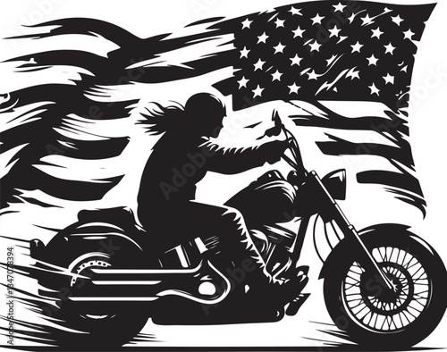 American  Soldier Tribute | Patriotic Military biker Silhouette