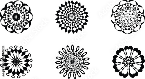 Graphic Flower and Leaves Icons. Flower icons set. Isolated elements for design. Set of flower icon. Vector illustration