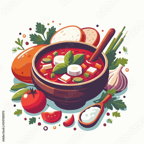 soup, food, borscht, bowl, ukrainian, dish, lunch, dinner, vegetable, beet, cream, cuisine, borsch, beetroot, red, meat, traditional, healthy, meal, homemade, hot, gourmet, plate, garlic, tasty, cooki