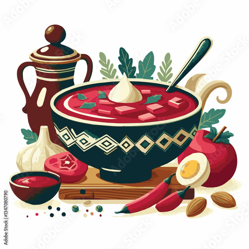 soup, food, borscht, bowl, ukrainian, dish, lunch, dinner, vegetable, beet, cream, cuisine, borsch, beetroot, red, meat, traditional, healthy, meal, homemade, hot, gourmet, plate, garlic, tasty, cooki