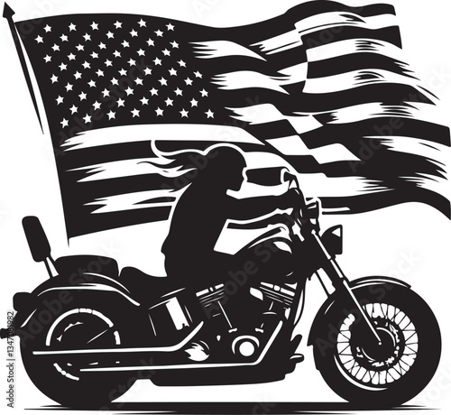 American  Soldier Tribute | Patriotic Military biker Silhouette