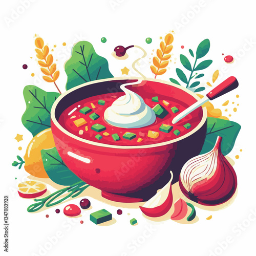 soup, food, borscht, bowl, ukrainian, dish, lunch, dinner, vegetable, beet, cream, cuisine, borsch, beetroot, red, meat, traditional, healthy, meal, homemade, hot, gourmet, plate, garlic, tasty, cooki