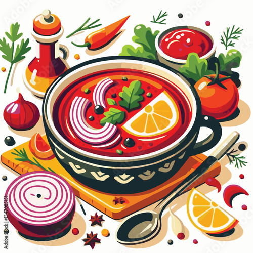 soup, food, borscht, bowl, ukrainian, dish, lunch, dinner, vegetable, beet, cream, cuisine, borsch, beetroot, red, meat, traditional, healthy, meal, homemade, hot, gourmet, plate, garlic, tasty, cooki