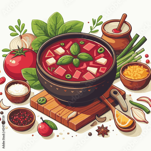 soup, food, borscht, bowl, ukrainian, dish, lunch, dinner, vegetable, beet, cream, cuisine, borsch, beetroot, red, meat, traditional, healthy, meal, homemade, hot, gourmet, plate, garlic, tasty, cooki