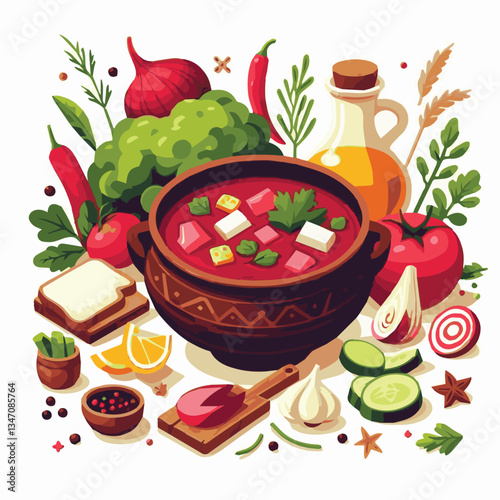 soup, food, borscht, bowl, ukrainian, dish, lunch, dinner, vegetable, beet, cream, cuisine, borsch, beetroot, red, meat, traditional, healthy, meal, homemade, hot, gourmet, plate, garlic, tasty, cooki