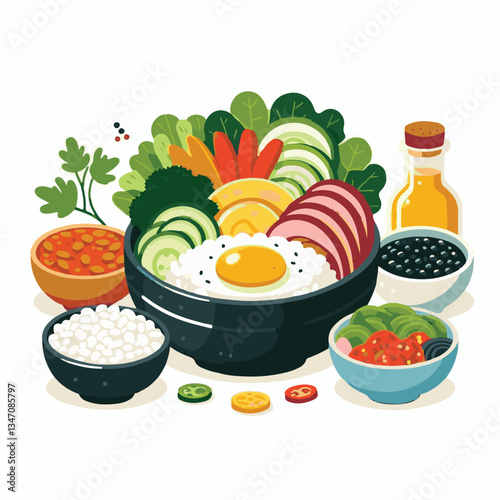 bibimbap, asian, cuisine, meal, healthy, delicious, food, rice, gourmet, korean food, vegetable, cooking, dinner, fresh, colorful, bowl, lunch, traditional, dish, egg, beef, spicy, korean, carrot, mea
