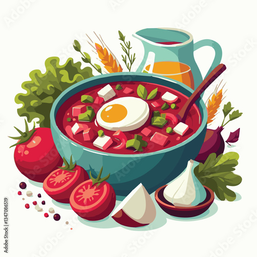 soup, food, borscht, bowl, ukrainian, dish, lunch, dinner, vegetable, beet, cream, cuisine, borsch, beetroot, red, meat, traditional, healthy, meal, homemade, hot, gourmet, plate, garlic, tasty, cooki