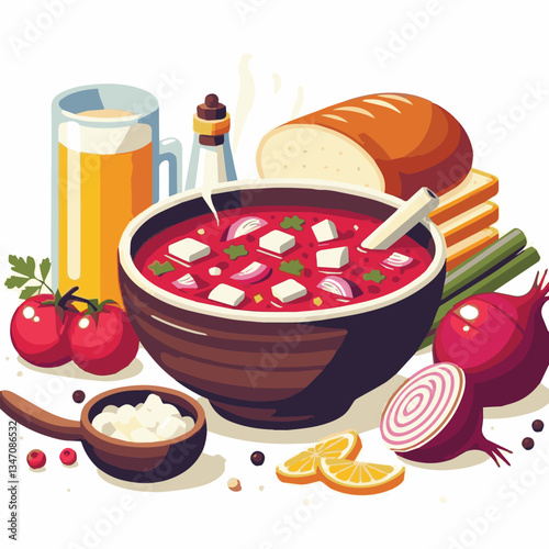 soup, food, borscht, bowl, ukrainian, dish, lunch, dinner, vegetable, beet, cream, cuisine, borsch, beetroot, red, meat, traditional, healthy, meal, homemade, hot, gourmet, plate, garlic, tasty, cooki