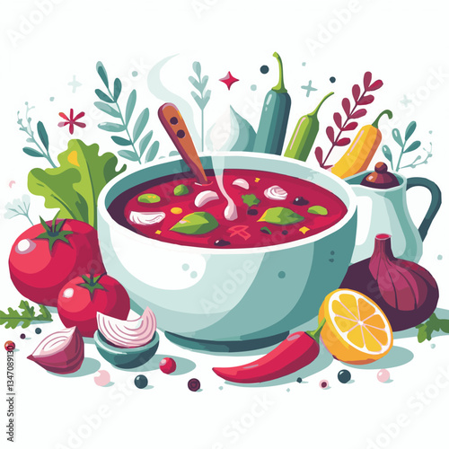 soup, food, borscht, bowl, ukrainian, dish, lunch, dinner, vegetable, beet, cream, cuisine, borsch, beetroot, red, meat, traditional, healthy, meal, homemade, hot, gourmet, plate, garlic, tasty, cooki
