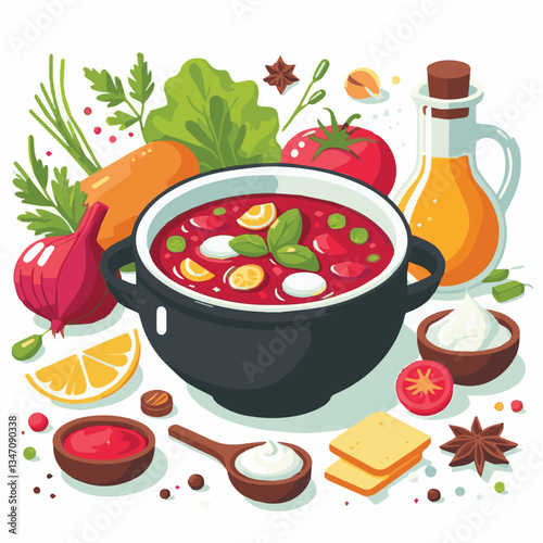 soup, food, borscht, bowl, ukrainian, dish, lunch, dinner, vegetable, beet, cream, cuisine, borsch, beetroot, red, meat, traditional, healthy, meal, homemade, hot, gourmet, plate, garlic, tasty, cooki