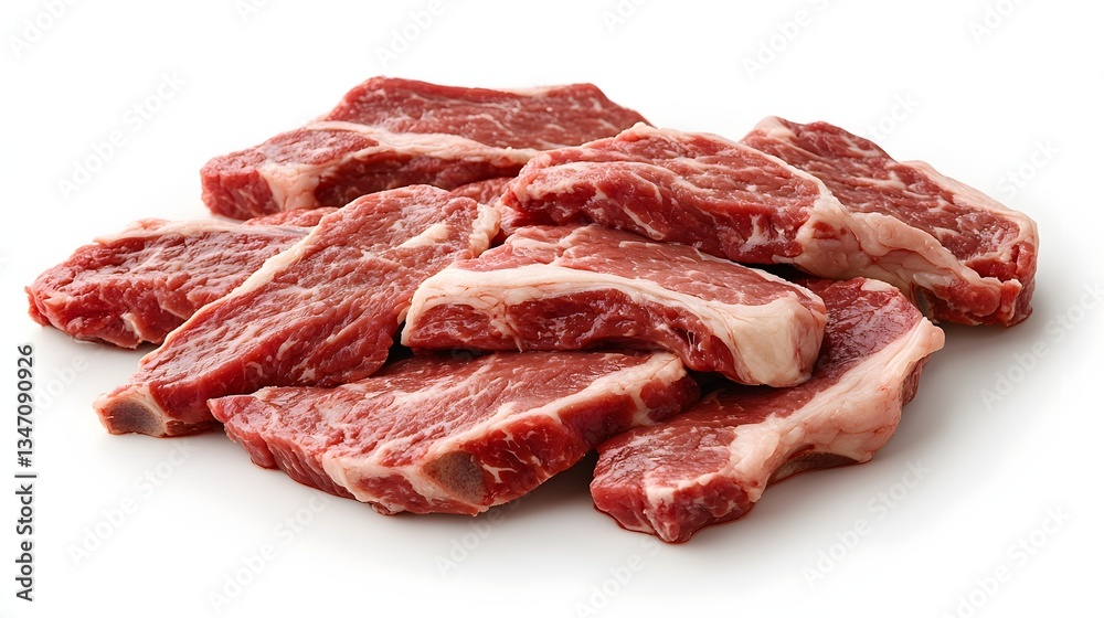 Fresh Raw Beef Slices Ready for Cooking or Grilling in a Culinary Setting Fresh Raw Beef Slices Ready for Cooking or Grilling in a Culinary Setting