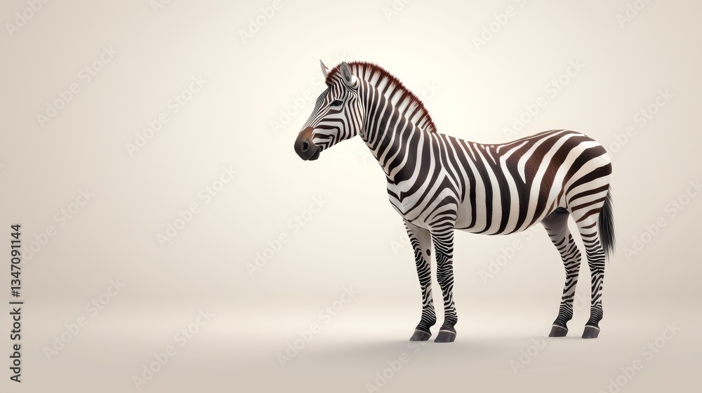 Naklejka premium Striking zebra portrait, a majestic animal isolated on clean white backdrop striking