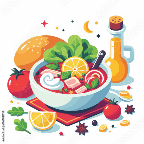 soup, food, borscht, bowl, ukrainian, dish, lunch, dinner, vegetable, beet, cream, cuisine, borsch, beetroot, red, meat, traditional, healthy, meal, homemade, hot, gourmet, plate, garlic, tasty, cooki