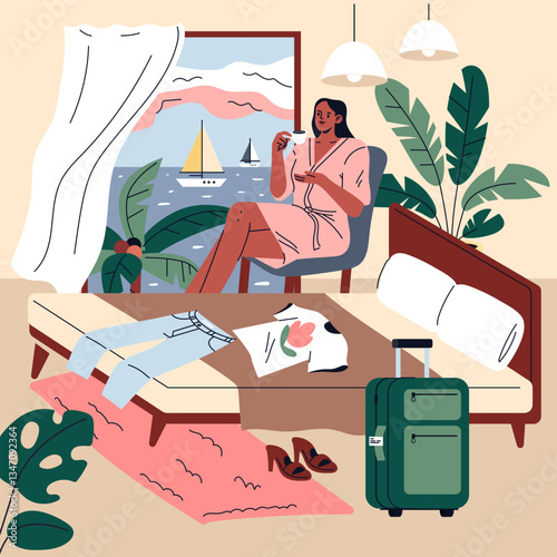 Hotel Holiday. Flat Vector Illustration