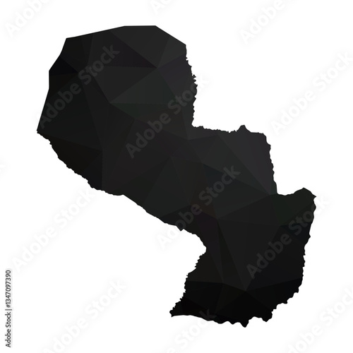 Abstract Polygon - Low Poly Color Black Paraguay map. Vector Illustration eps10.	
