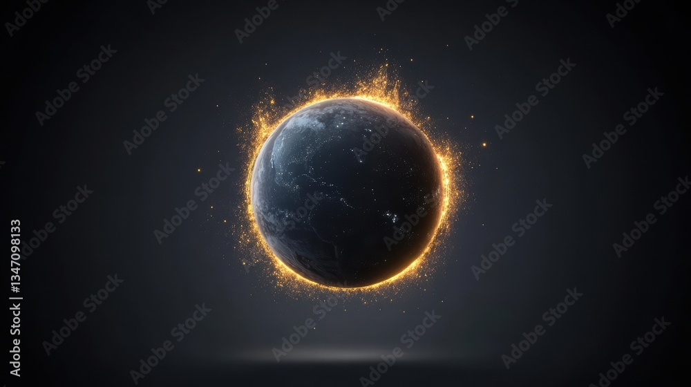Obraz premium Bad Climate change all around the world concept: A planet and Earth in space with the Sun