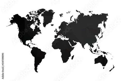 Abstract Polygon - Low Poly Color Black World map. Vector Illustration eps10.	
