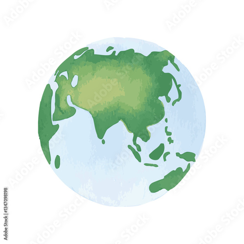 watercolor planet earth, hand painted globe, simple illustration