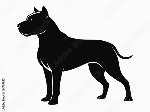 Pitbull black  silhouette,Dog vector,Pitbull dog clipart