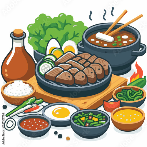 cuisine, meal, dish, meat, bulgogi, delicious, dinner, restaurant, beef, cooking, lunch, traditional, food, healthy, gourmet, asian, background, menu, spicy, plate, bbq, korean, korean food, barbecue,