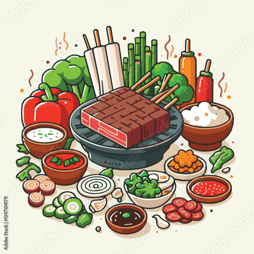 cuisine, meal, dish, meat, bulgogi, delicious, dinner, restaurant, beef, cooking, lunch, traditional, food, healthy, gourmet, asian, background, menu, spicy, plate, bbq, korean, korean food, barbecue,
