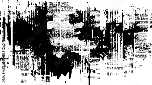 Newspaper paper grunge texture. Vector white and black newspaper paper grunge texture. Newspaper with old grunge. Vector newspaper paper grunge vintage black and white poster with the words.
