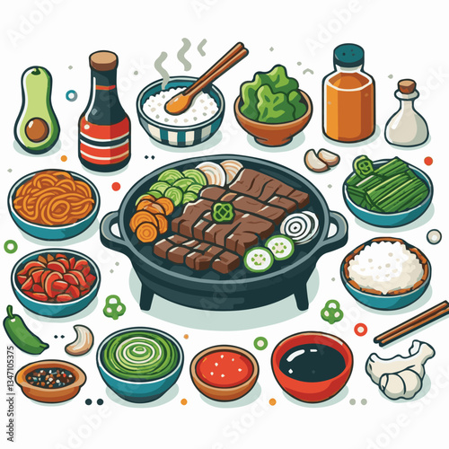 cuisine, meal, dish, meat, bulgogi, delicious, dinner, restaurant, beef, cooking, lunch, traditional, food, healthy, gourmet, asian, background, menu, spicy, plate, bbq, korean, korean food, barbecue,