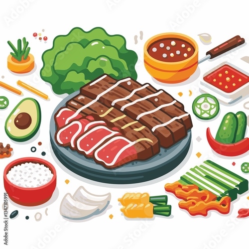 cuisine, meal, dish, meat, bulgogi, delicious, dinner, restaurant, beef, cooking, lunch, traditional, food, healthy, gourmet, asian, background, menu, spicy, plate, bbq, korean, korean food, barbecue,