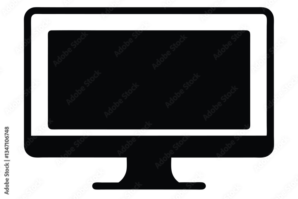 Monitor tv screen vector icon eps, A computer screen silhouette with screen space isolated vector illustration Monitor tv screen vector icon eps, A computer screen silhouette with screen space isolated vector illustration