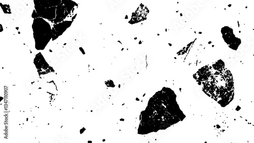 Black and white grunge texture background. Terrazzo floor texture. terrazzo seamless texture. Floor tile, polished stone pattern. Marble surface. Vector abstract background with chaotic stains.	