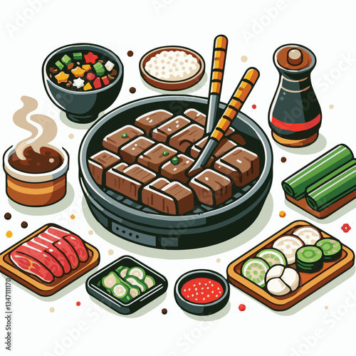 cuisine, meal, dish, meat, bulgogi, delicious, dinner, restaurant, beef, cooking, lunch, traditional, food, healthy, gourmet, asian, background, menu, spicy, plate, bbq, korean, korean food, barbecue,