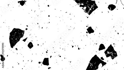 Black and white grunge texture background. Terrazzo floor texture. terrazzo seamless texture. Floor tile, polished stone pattern. Marble surface. Vector abstract background with chaotic stains.	